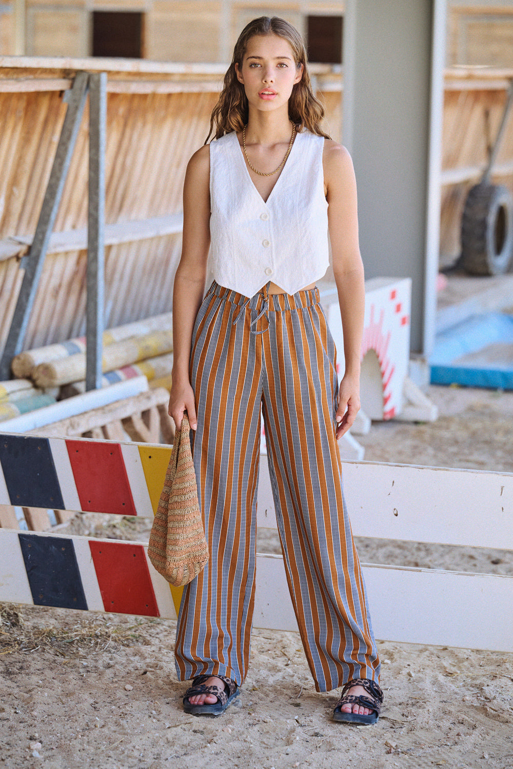 Pantalon Parinho rayures ocre