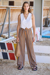 Pantalon Parinho rayures ocre