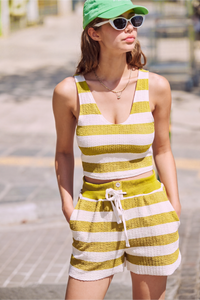 Top Tomette à rayures jaunes