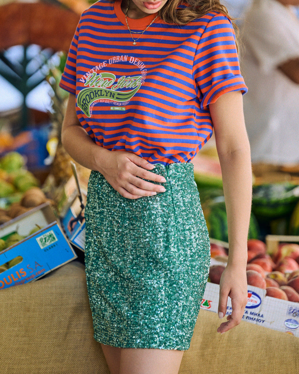 Jupe Jen à sequins verts