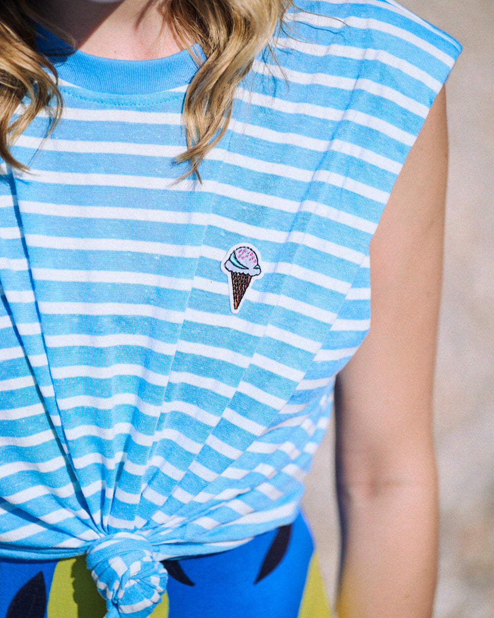T-shirt Taim bleu rayé