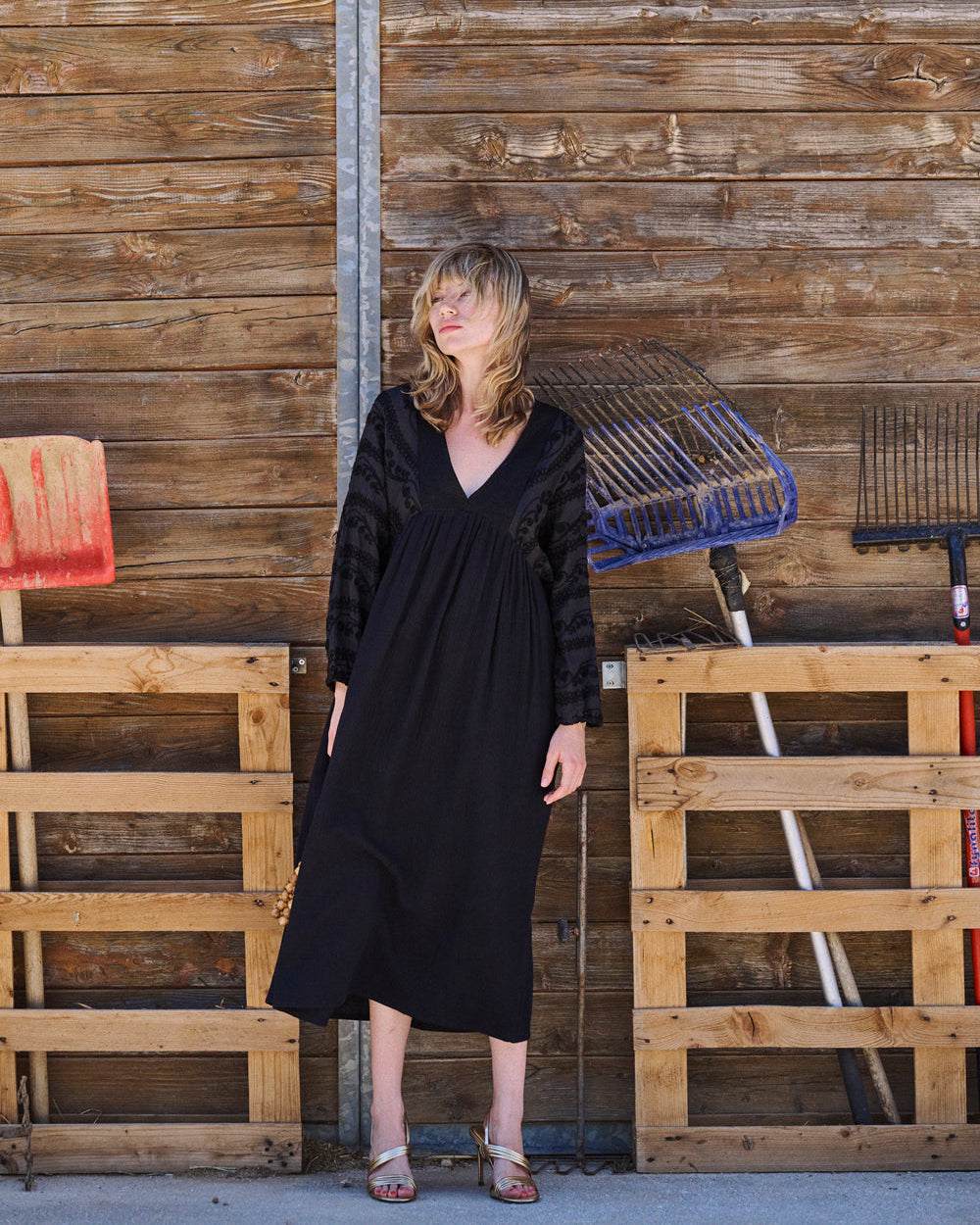 Black Embroidery Ramen Dress