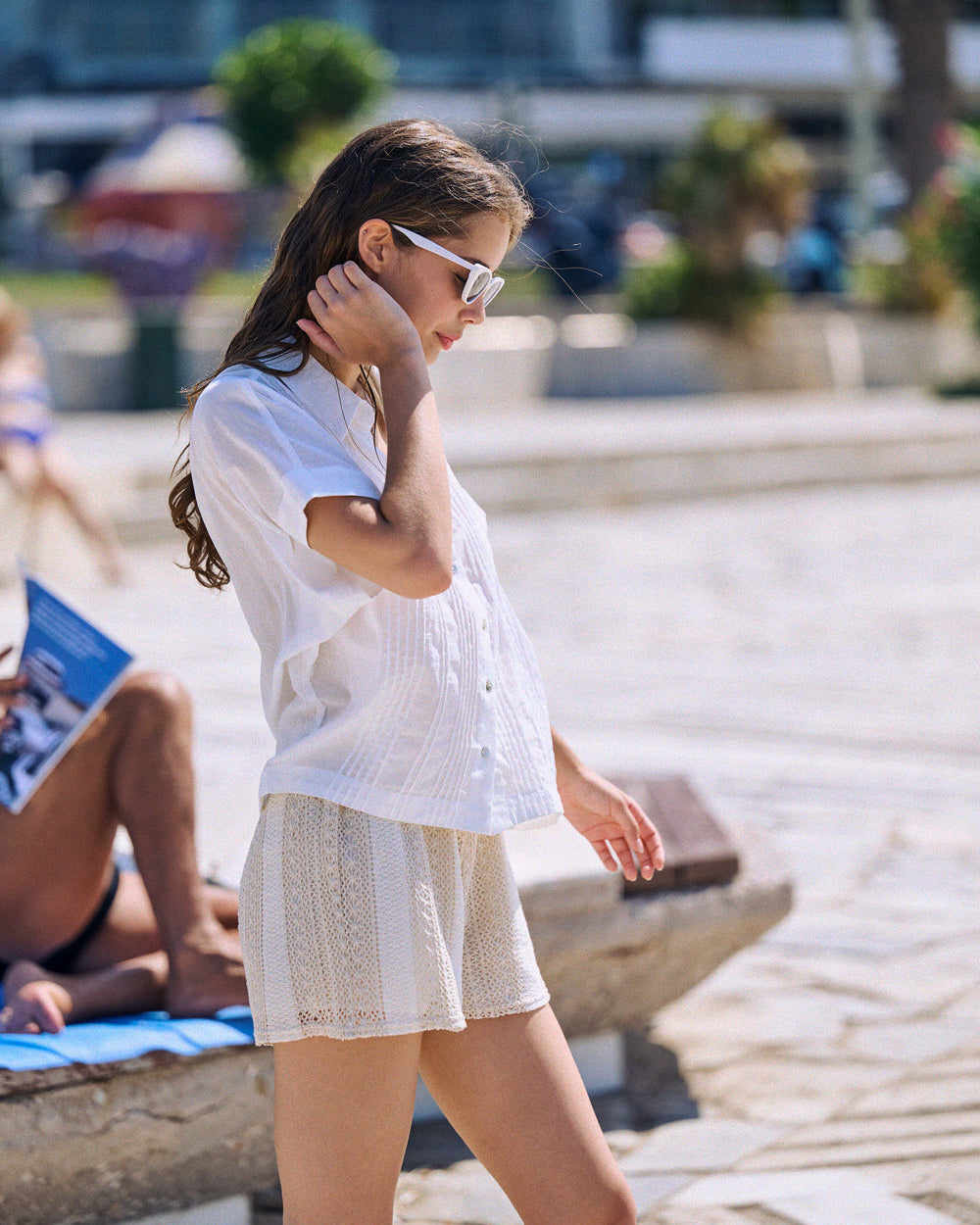 Short Salma en crochet beige
