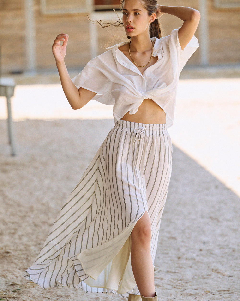 Jupe Jully à rayures kaki