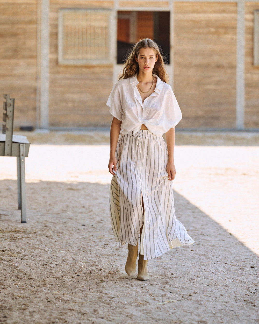 Jupe Jully à rayures kaki