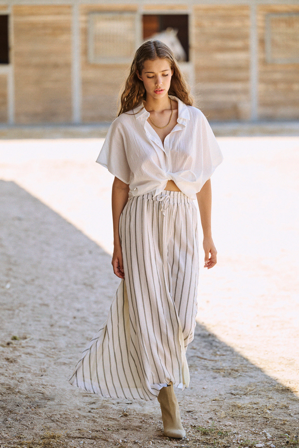 Jupe Jully à rayures kaki