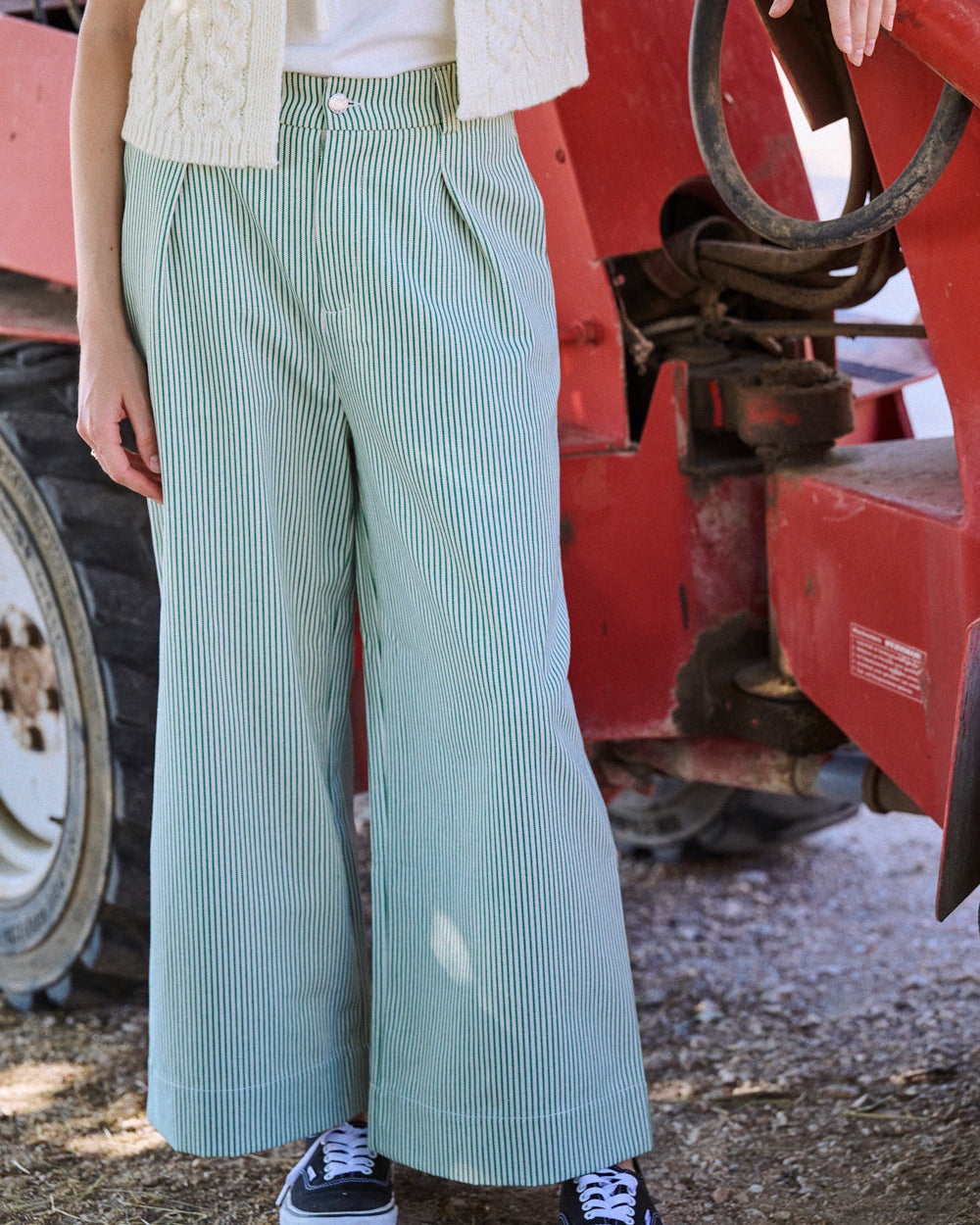 Pantalon Pol rayures vertes