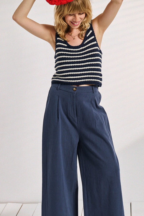 White With Blue Stripes Manolo Top