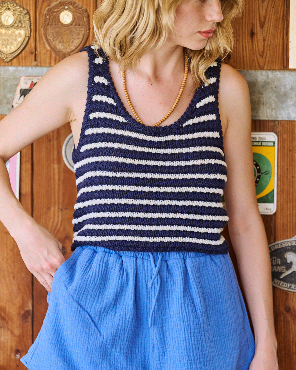 Top Manolo à rayures marines