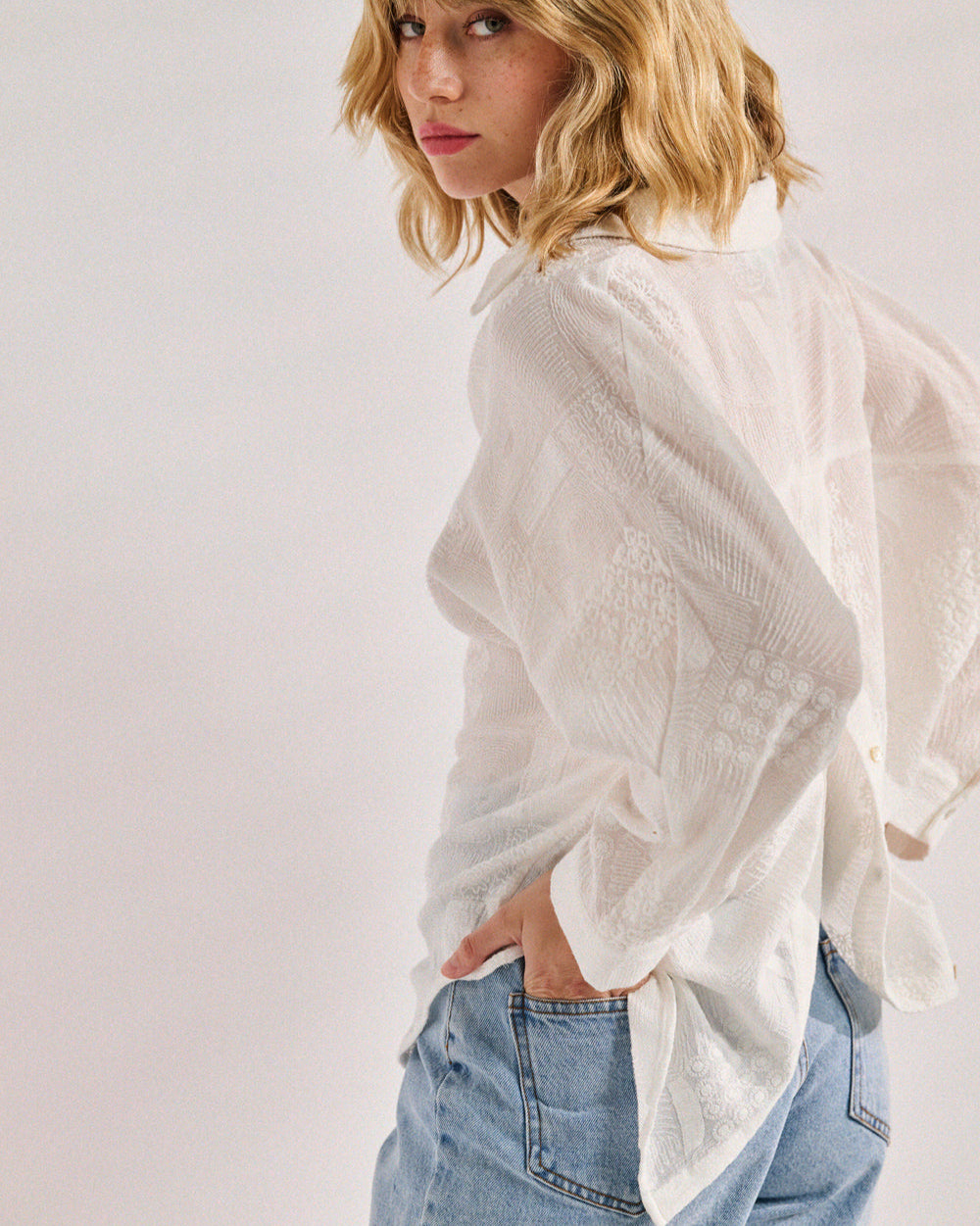 Chemise Cally écrue brodée