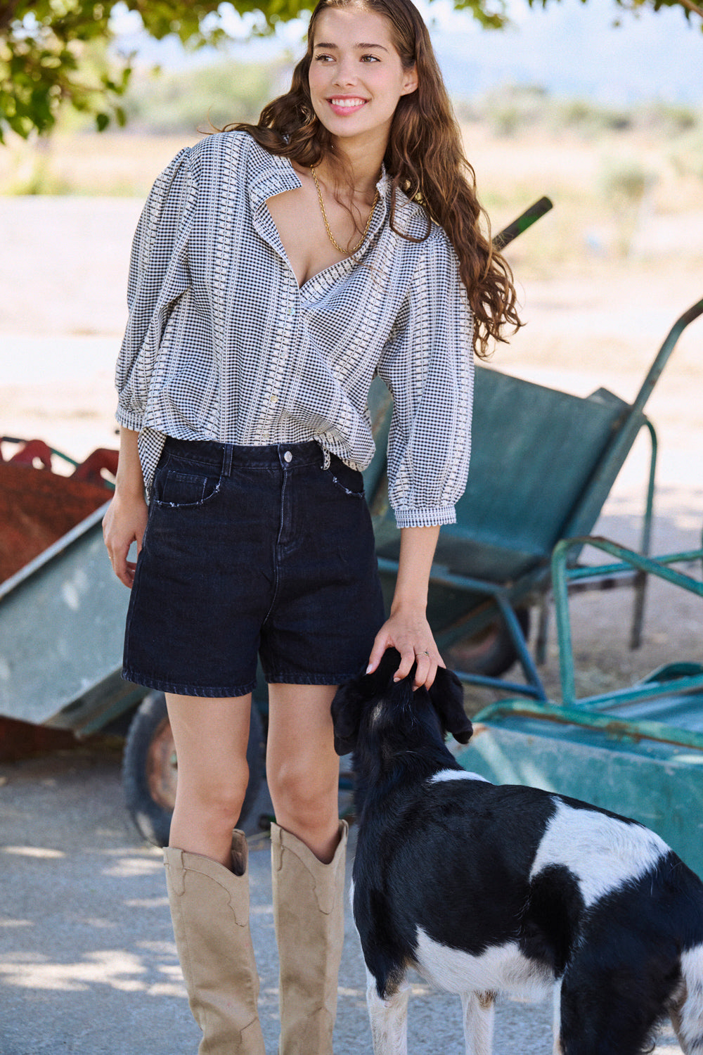 Short Sauveur en jean noir