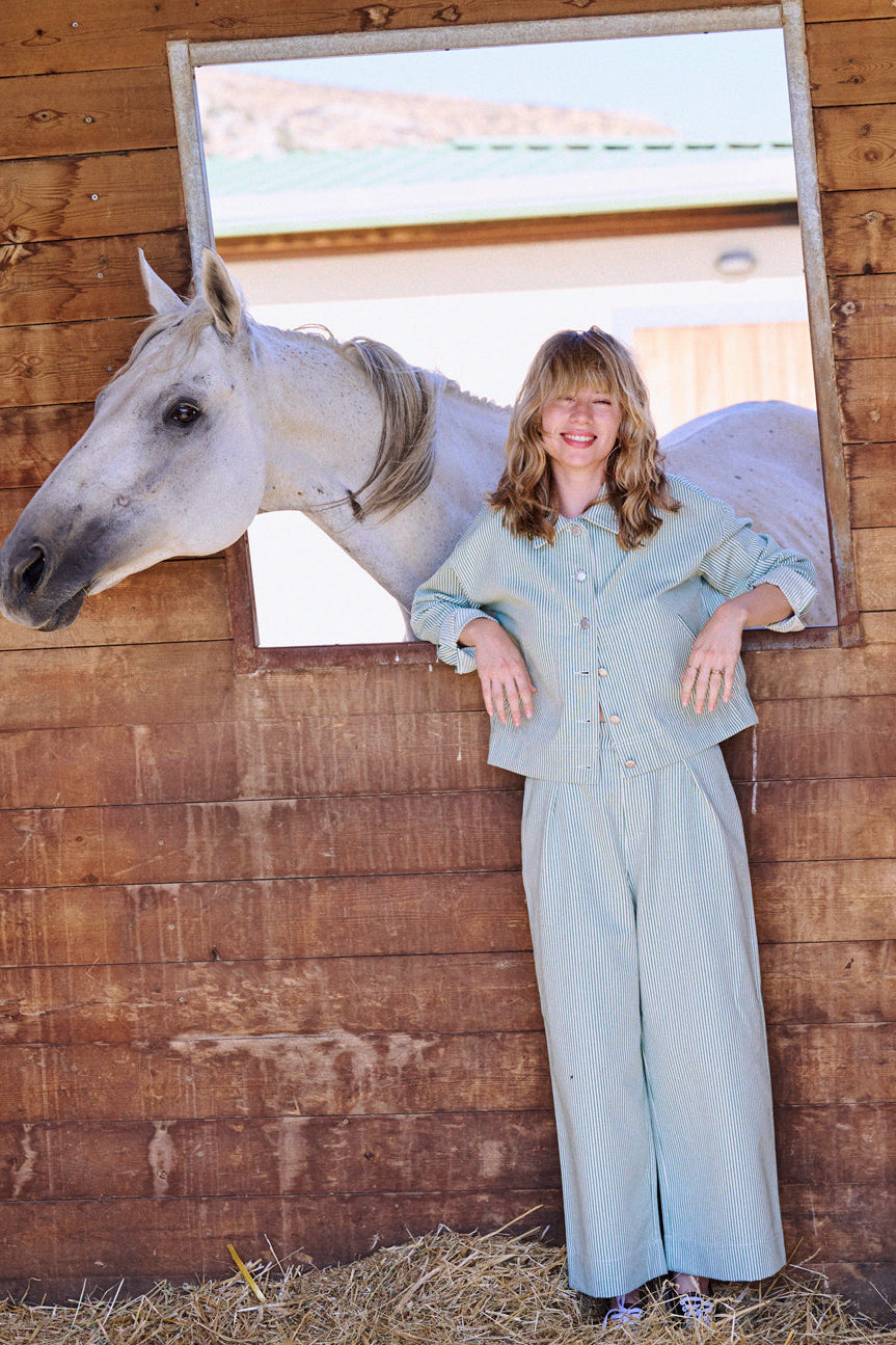 Pantalon Pol rayures vertes