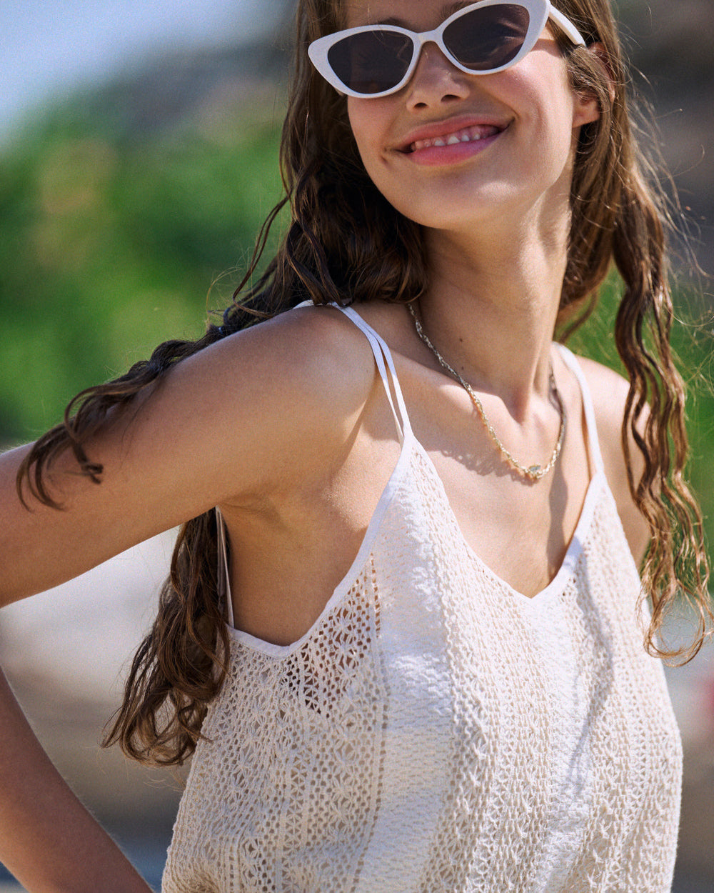 Top Timi en crochet beige