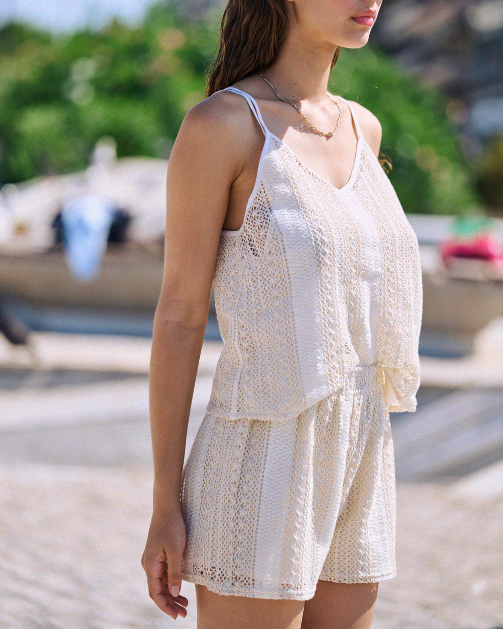 Short Salma en crochet beige