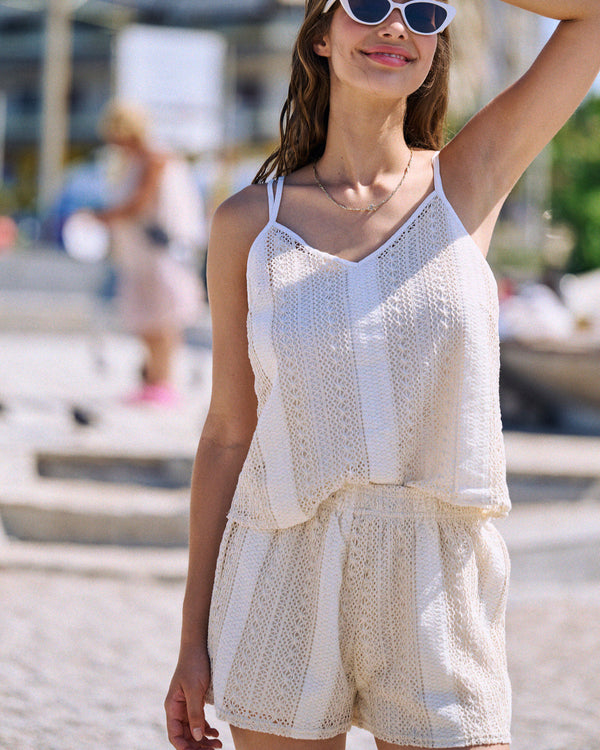 Ensemble court en crochet beige