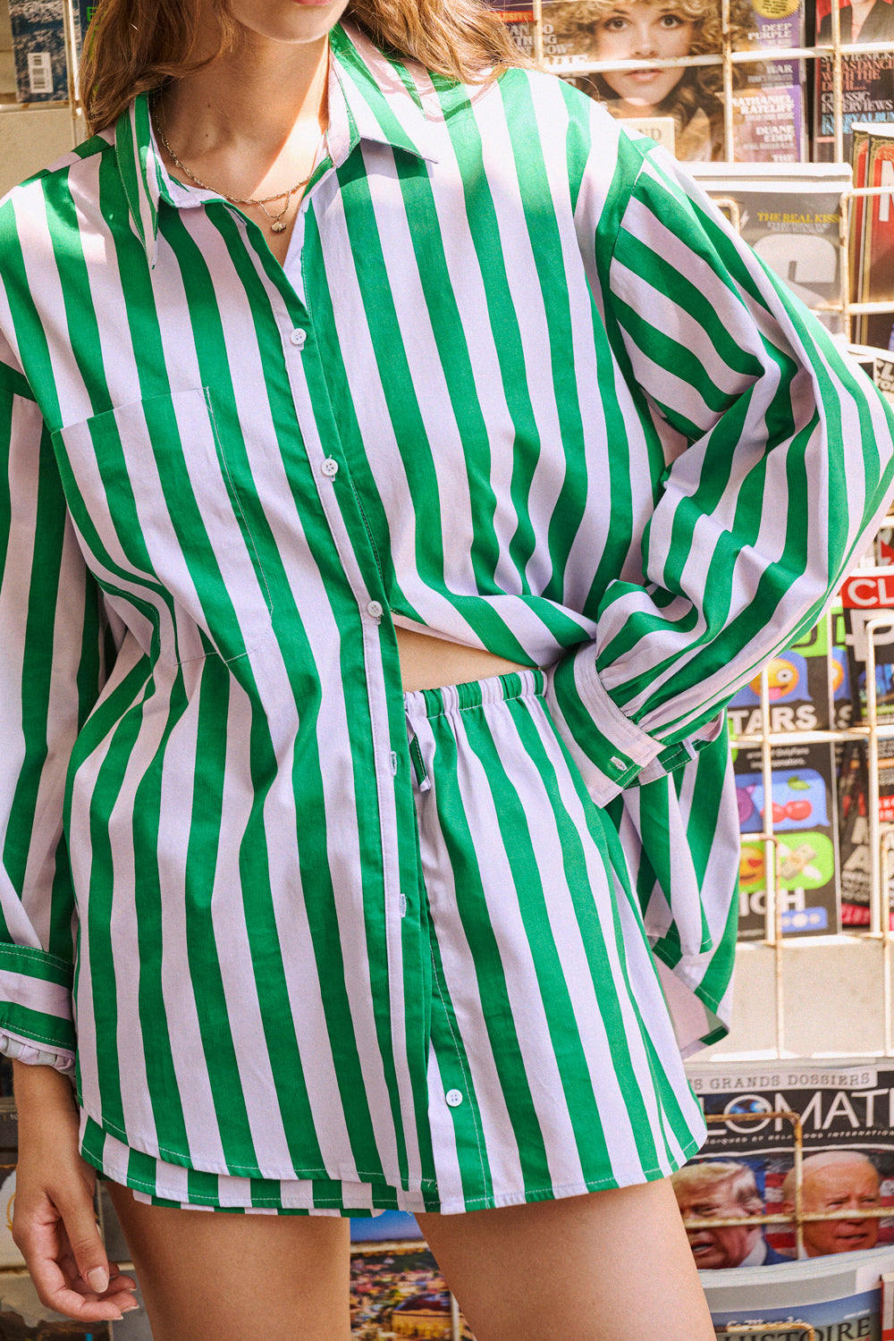Chemise Calanque rayures vertes