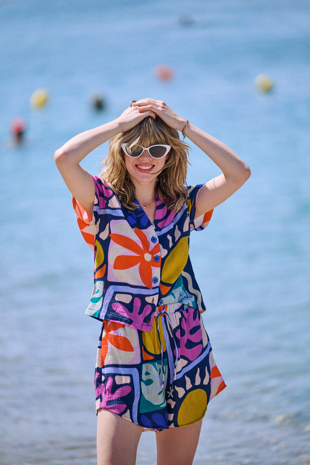 Ensemble imprimé Botanique bleu