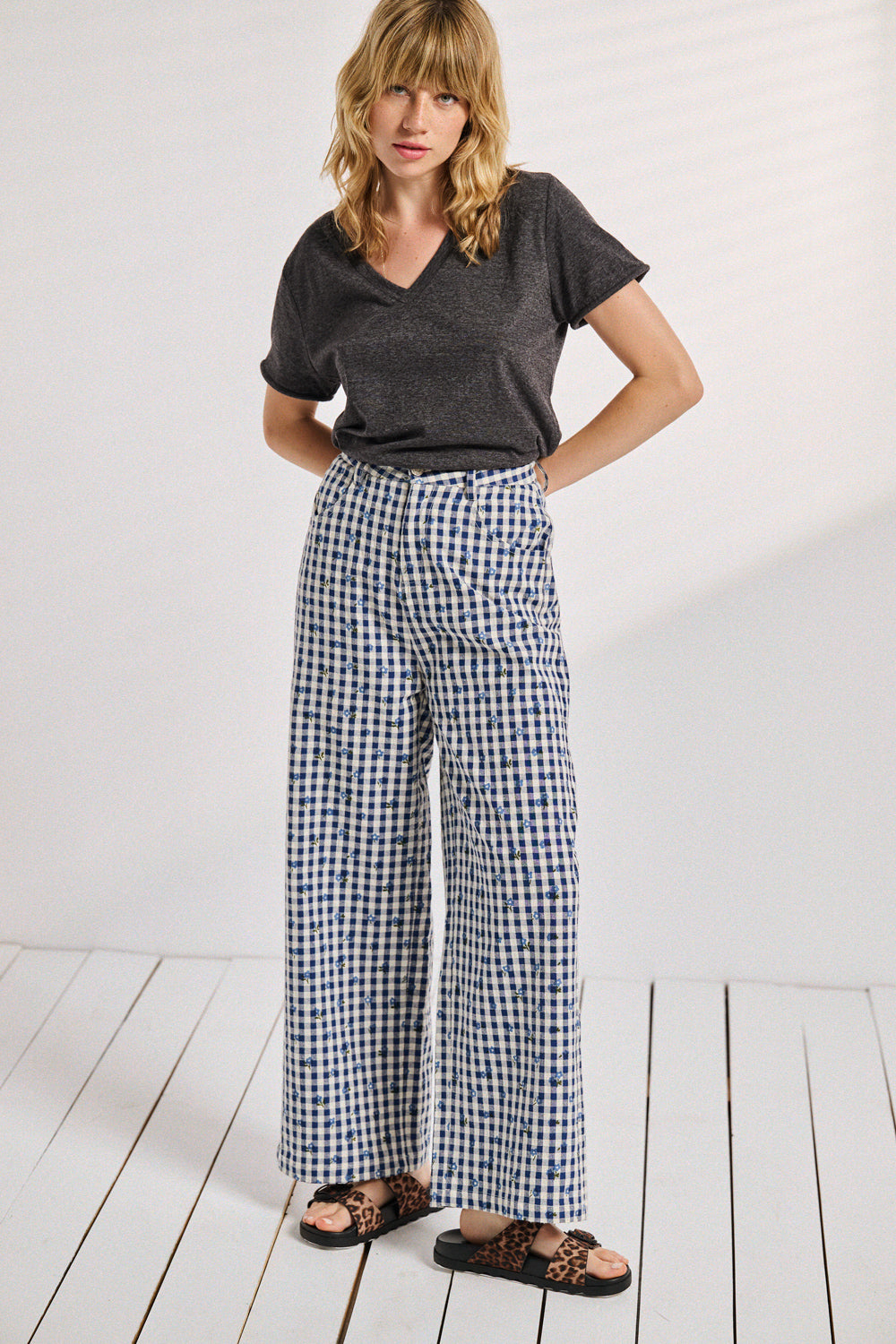 Pantalon Pali Carreaux Fleuris