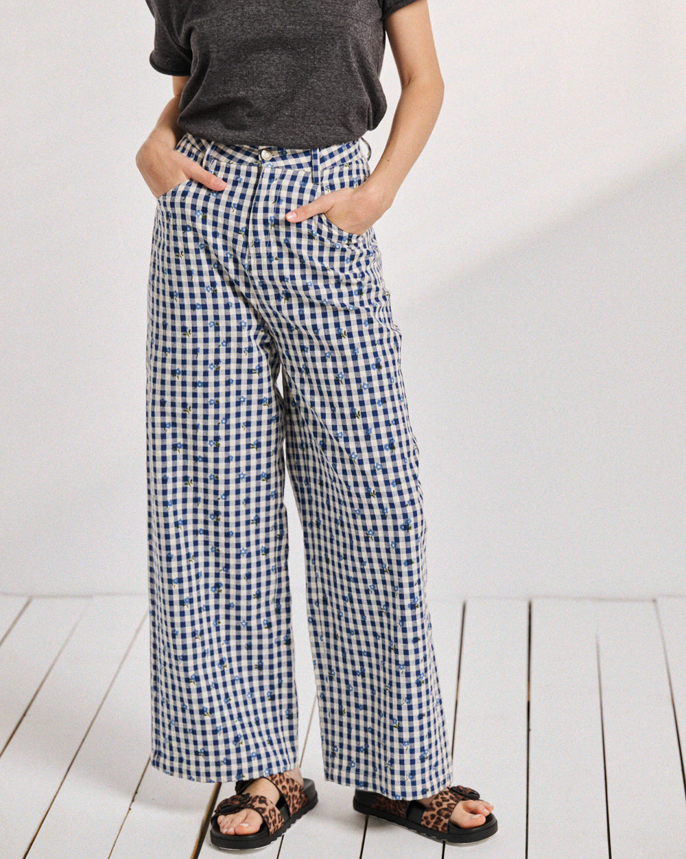 Pantalon Pali Carreaux Fleuris