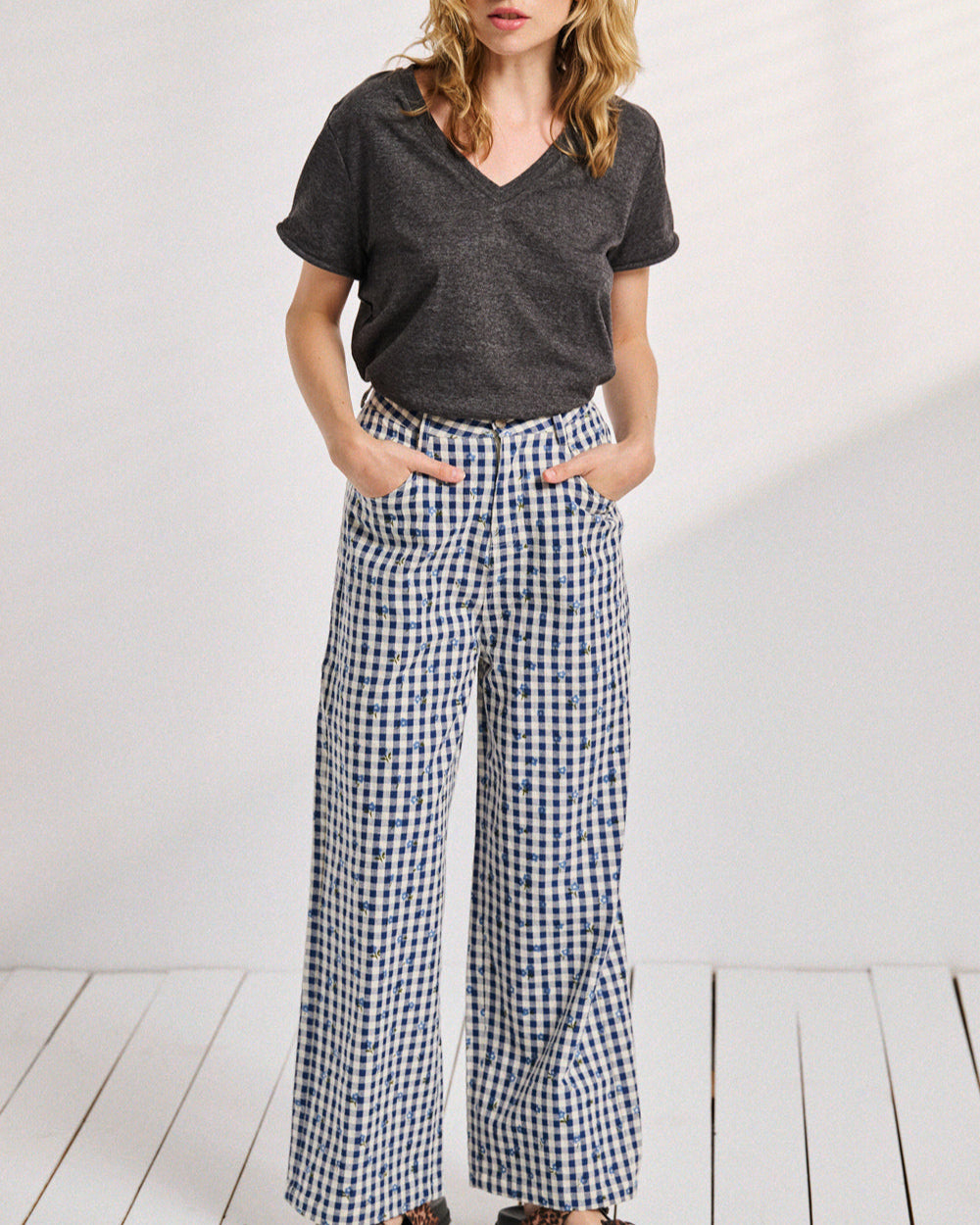 Pantalon Pali Carreaux Fleuris
