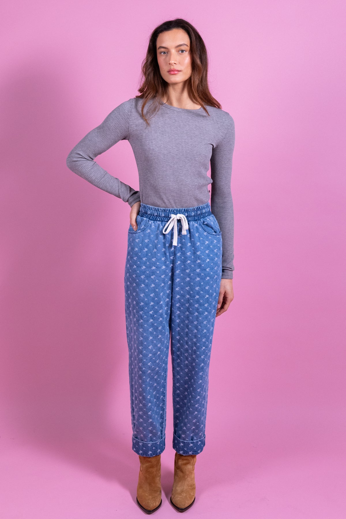 Pantalon Primo en jean stone brossé