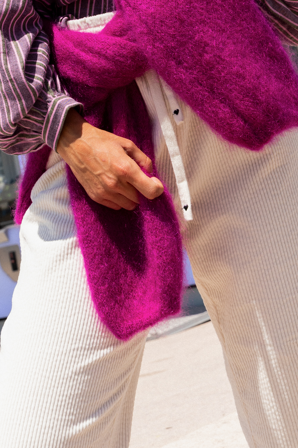 Pantalon Primo en velours blanc
