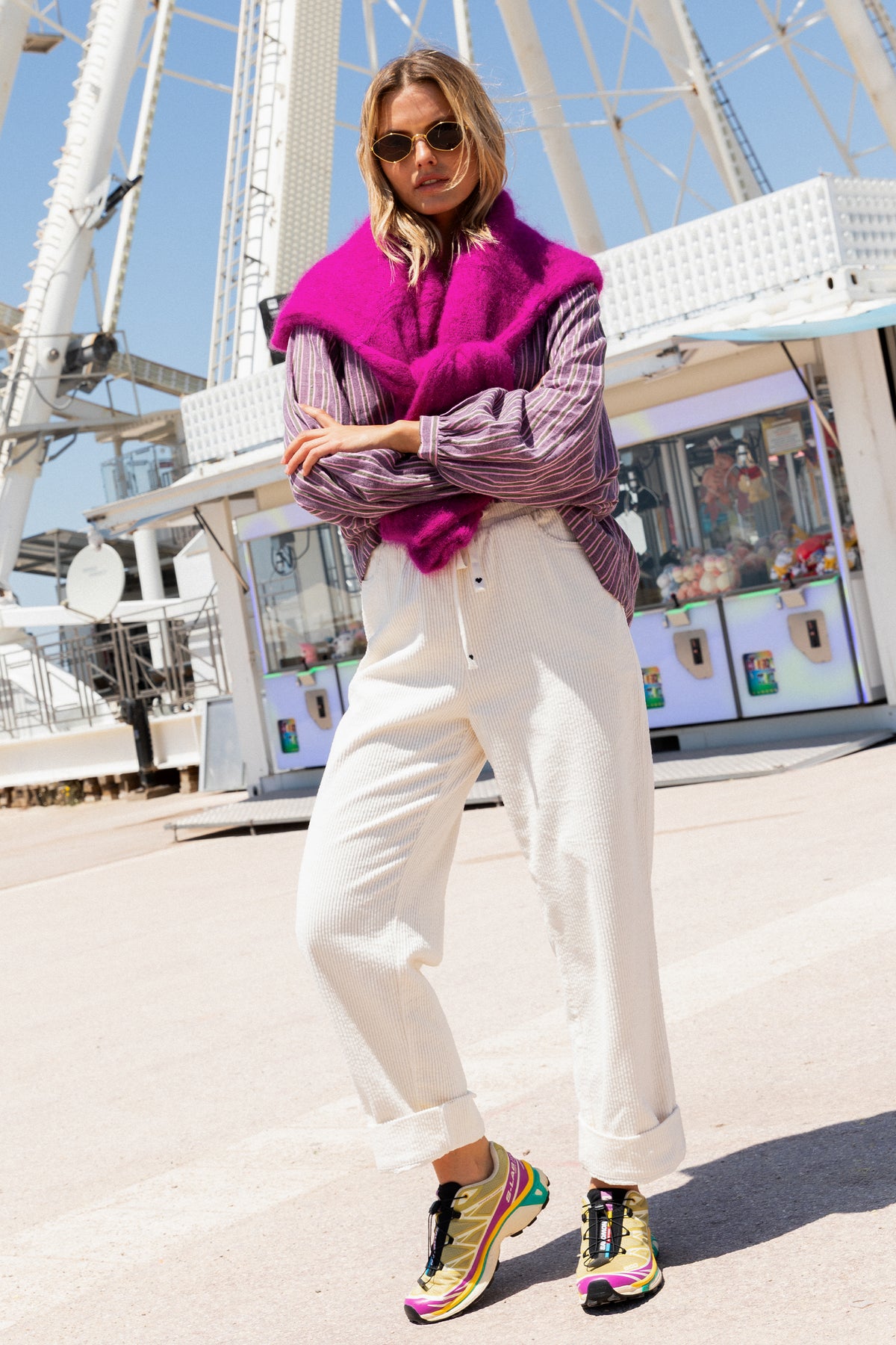 Pantalon Primo en velours blanc