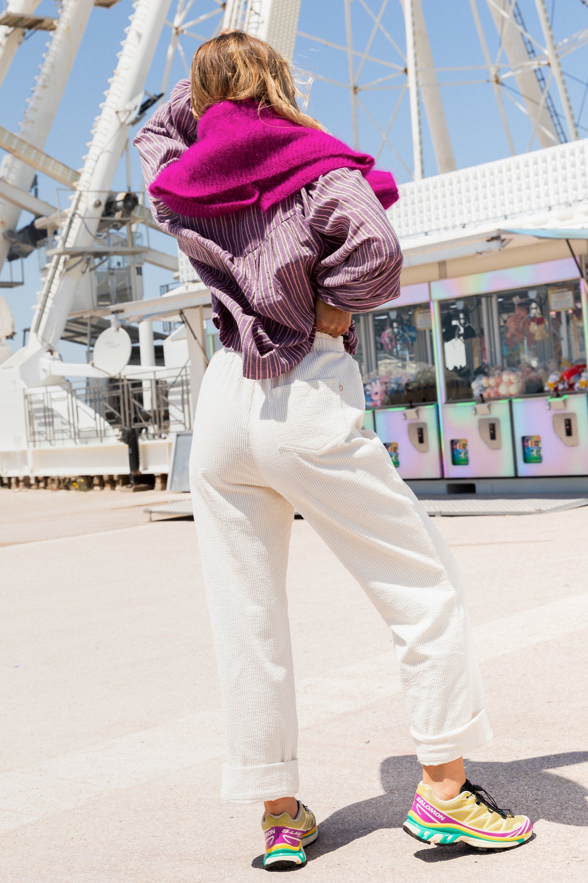 Pantalon Primo en velours blanc