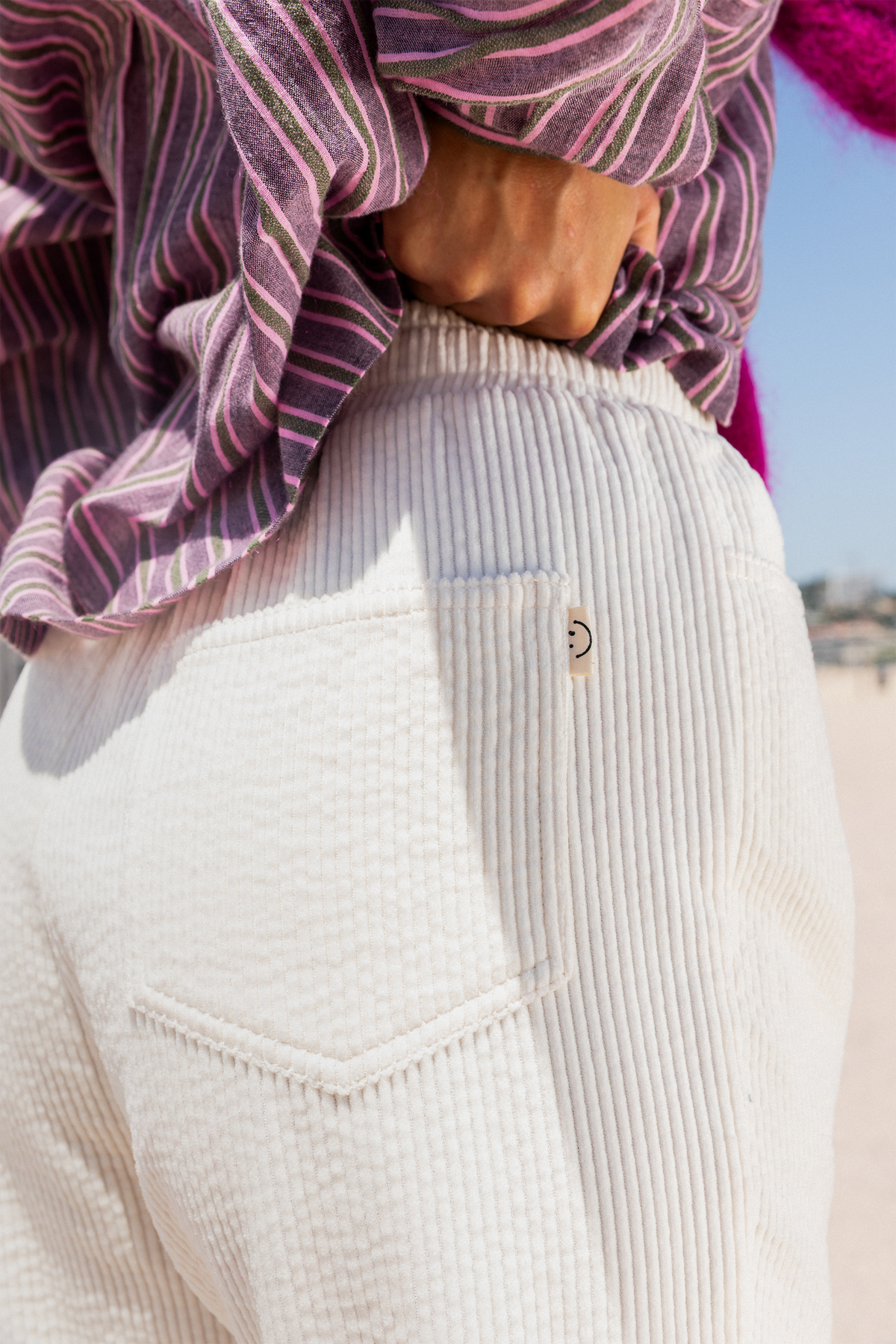 Pantalon Primo en velours blanc