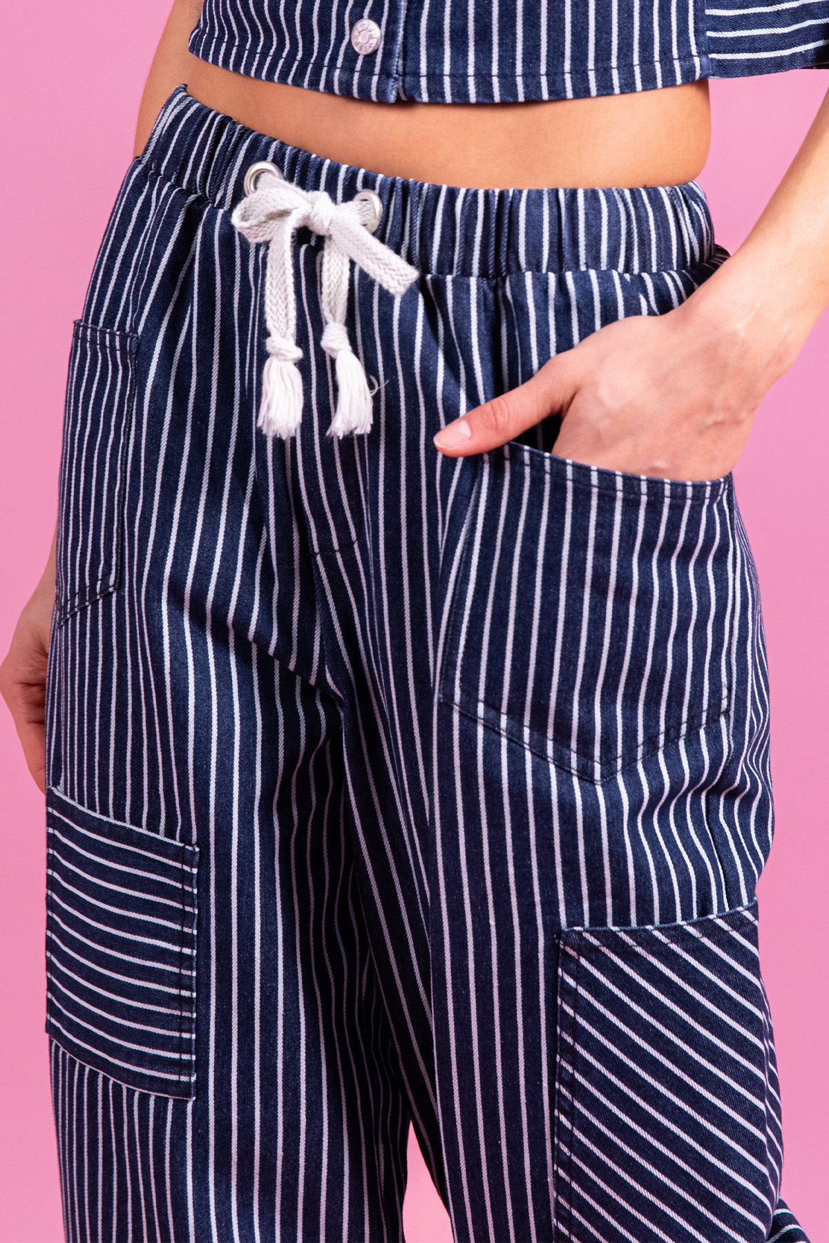 Priscille blue striped trousers