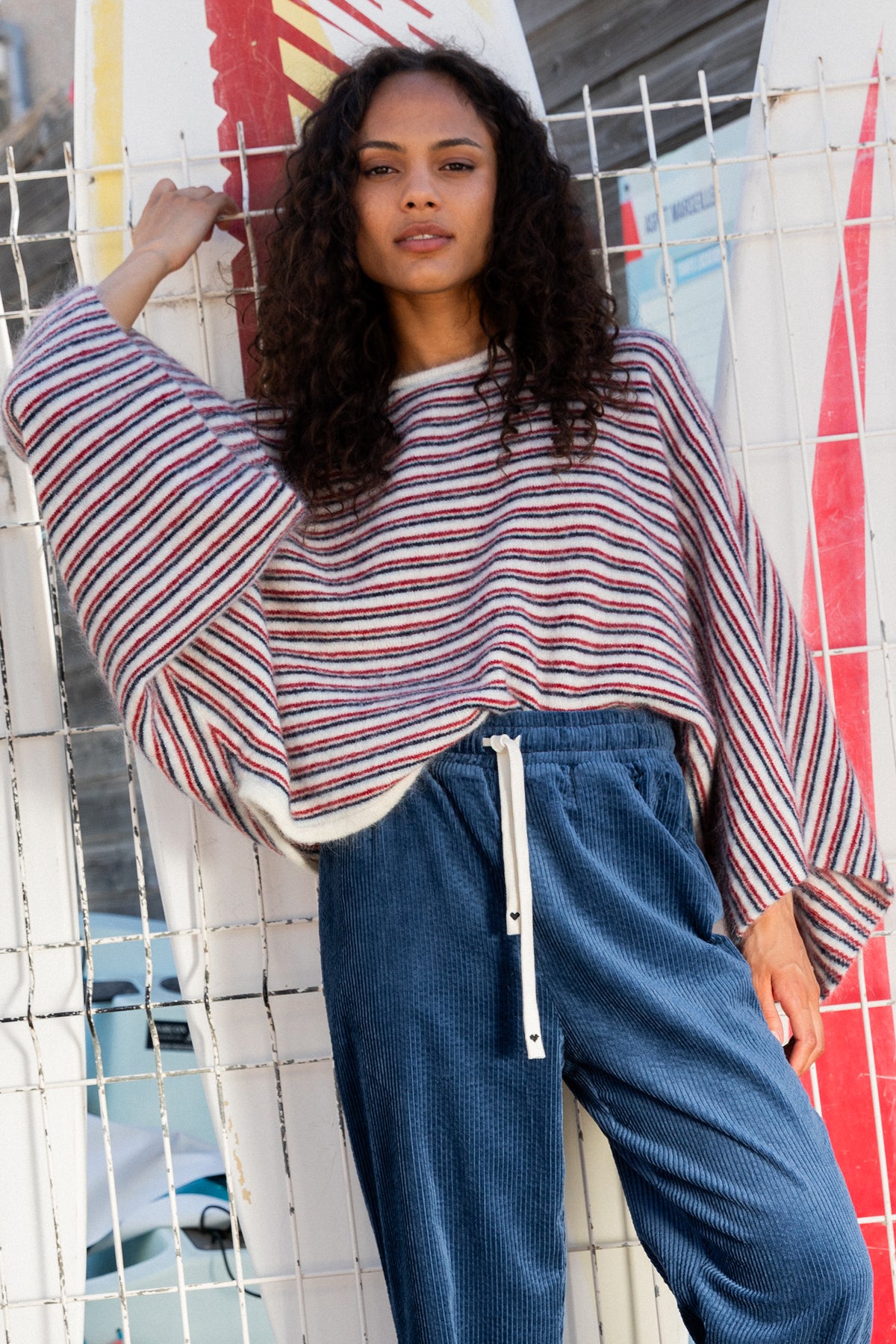 Pull Marceau rayures rouges