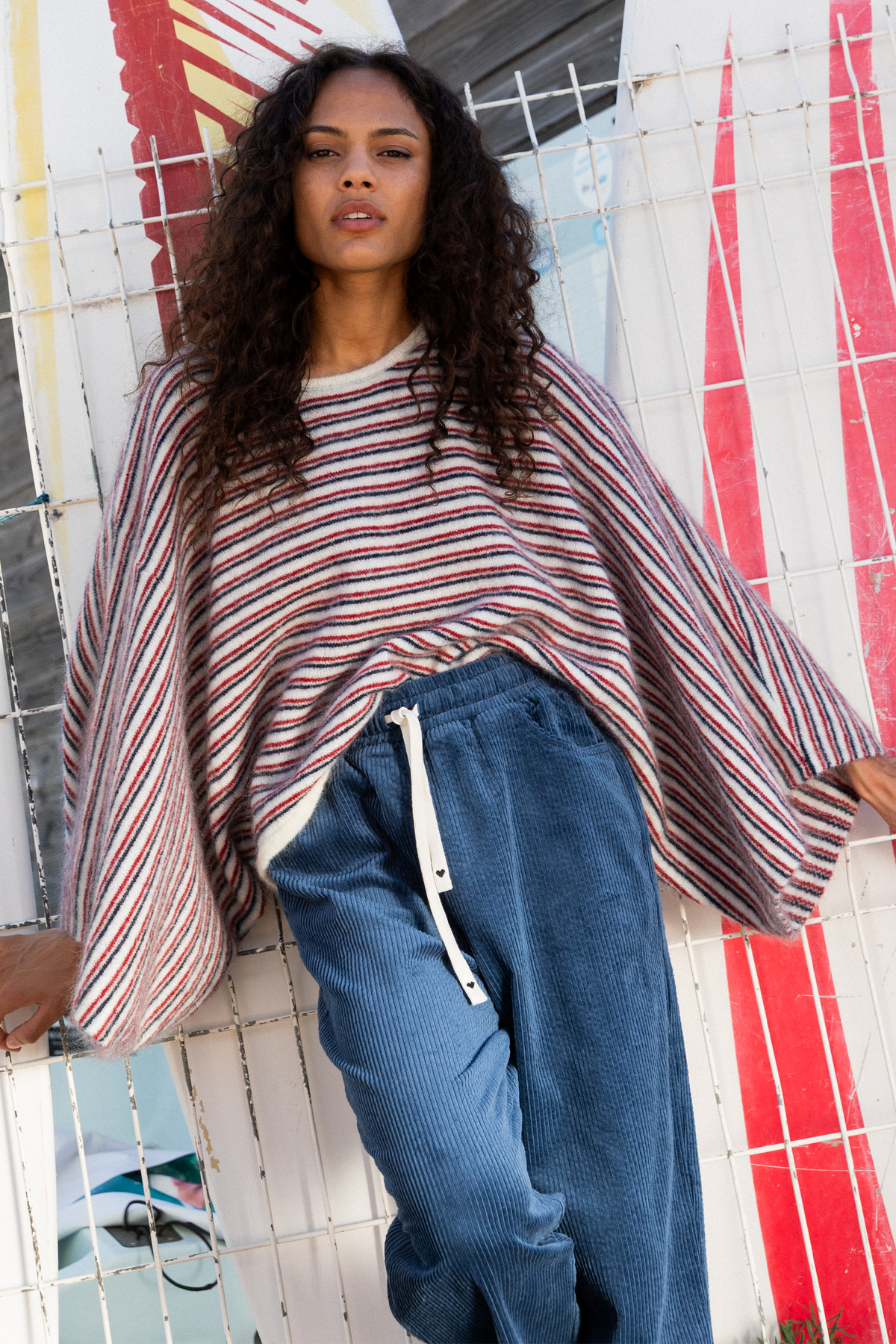 Pantalon Primo en velours bleu