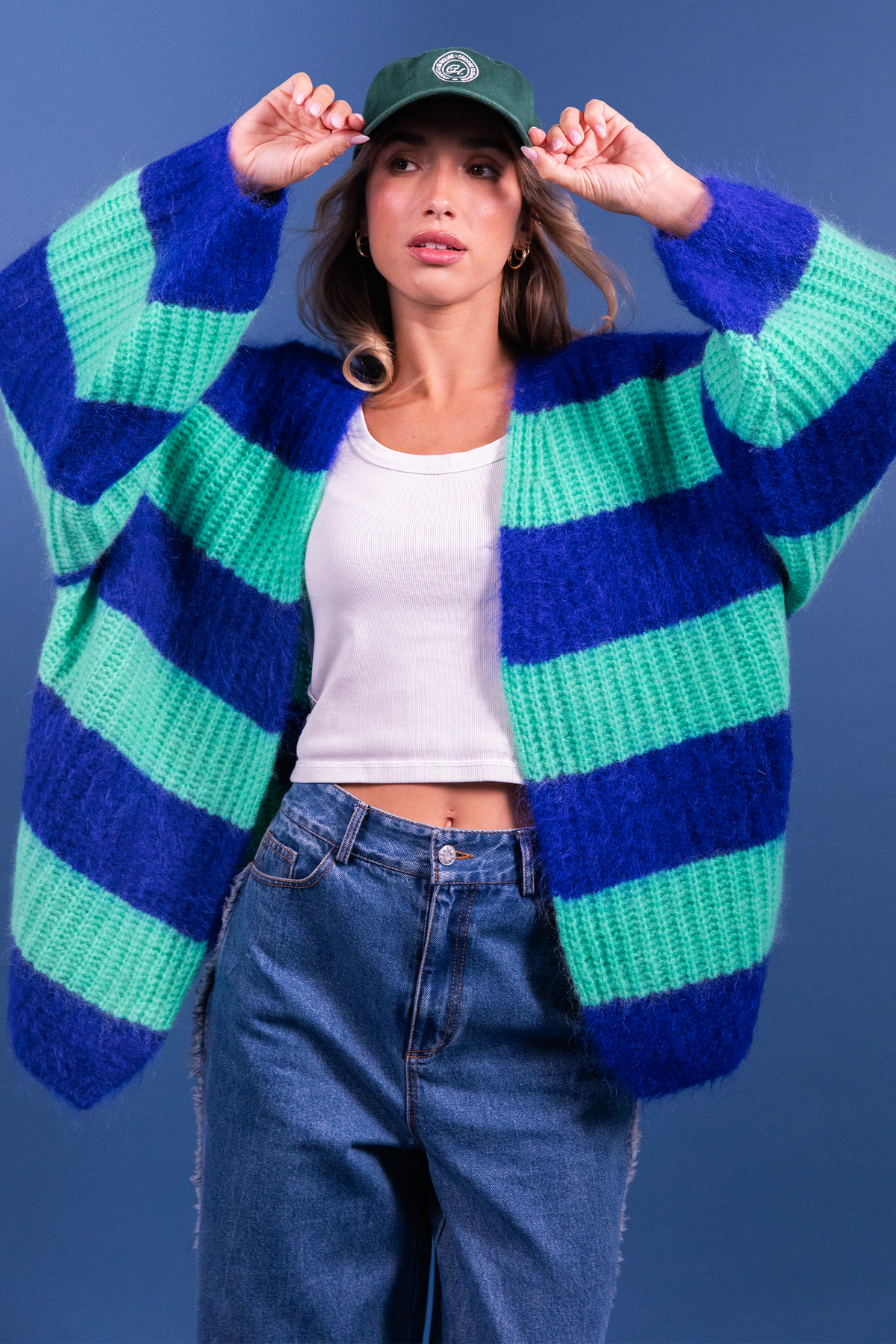 Gilet Lambert rayé bleu & vert
