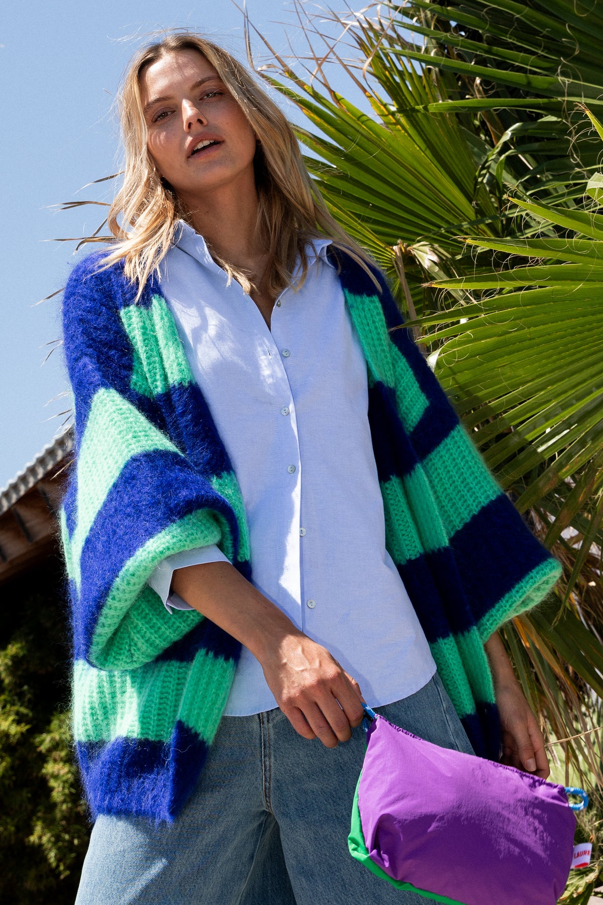 Gilet Lambert rayé bleu & vert