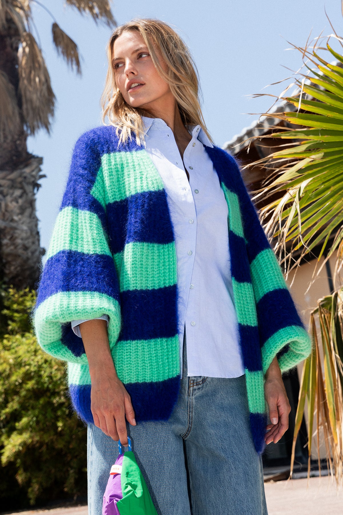 Gilet Lambert rayé bleu & vert
