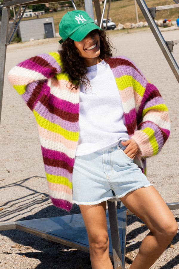 Gilet Lambert rayures multicolores
