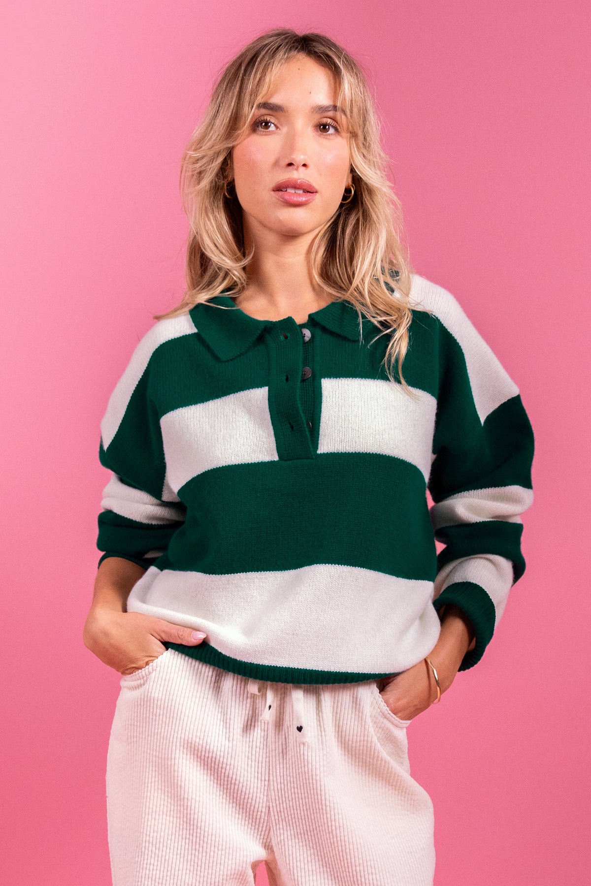 Pull Maiwen rayures vertes