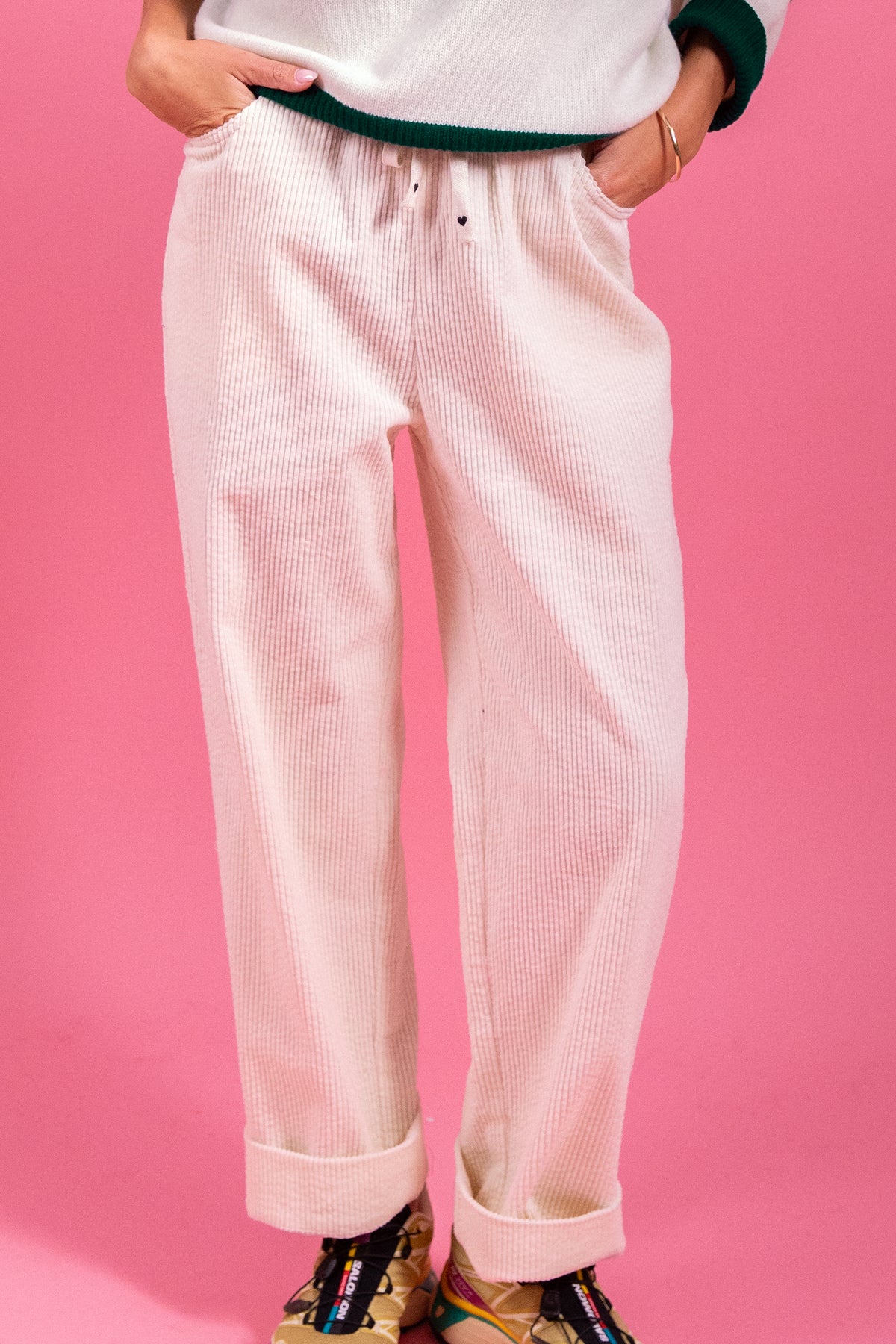 Pantalon Primo en velours blanc