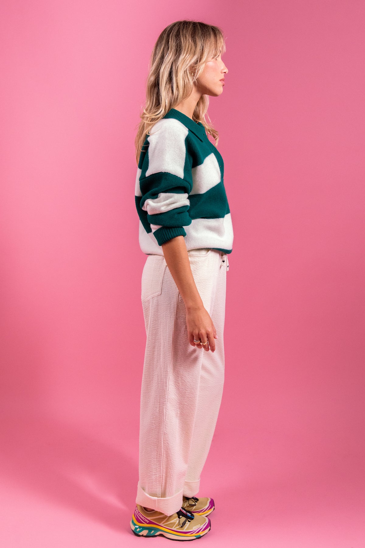 Pantalon Primo en velours blanc