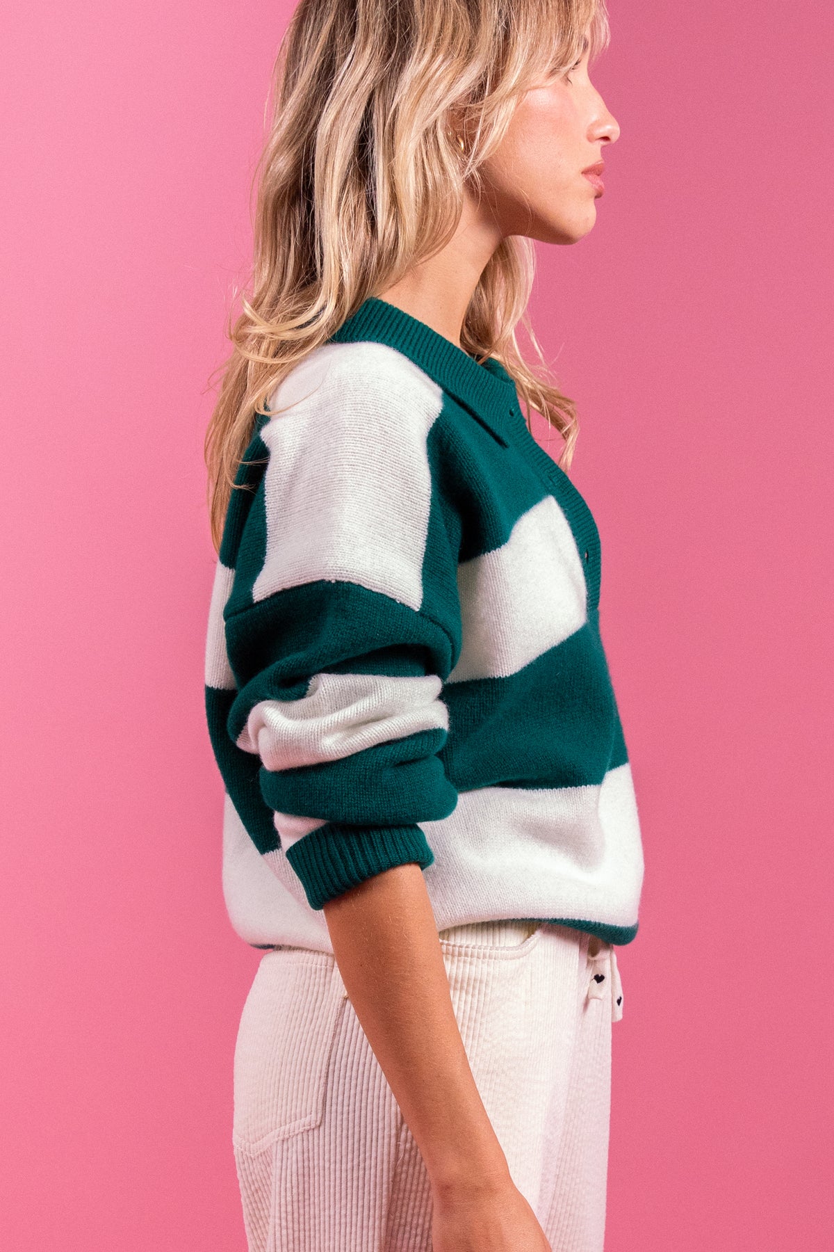 Pull Maiwen rayures vertes