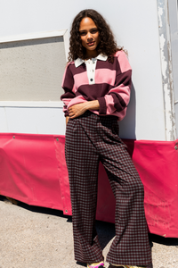 Pantalon Pakita carreaux bordeaux