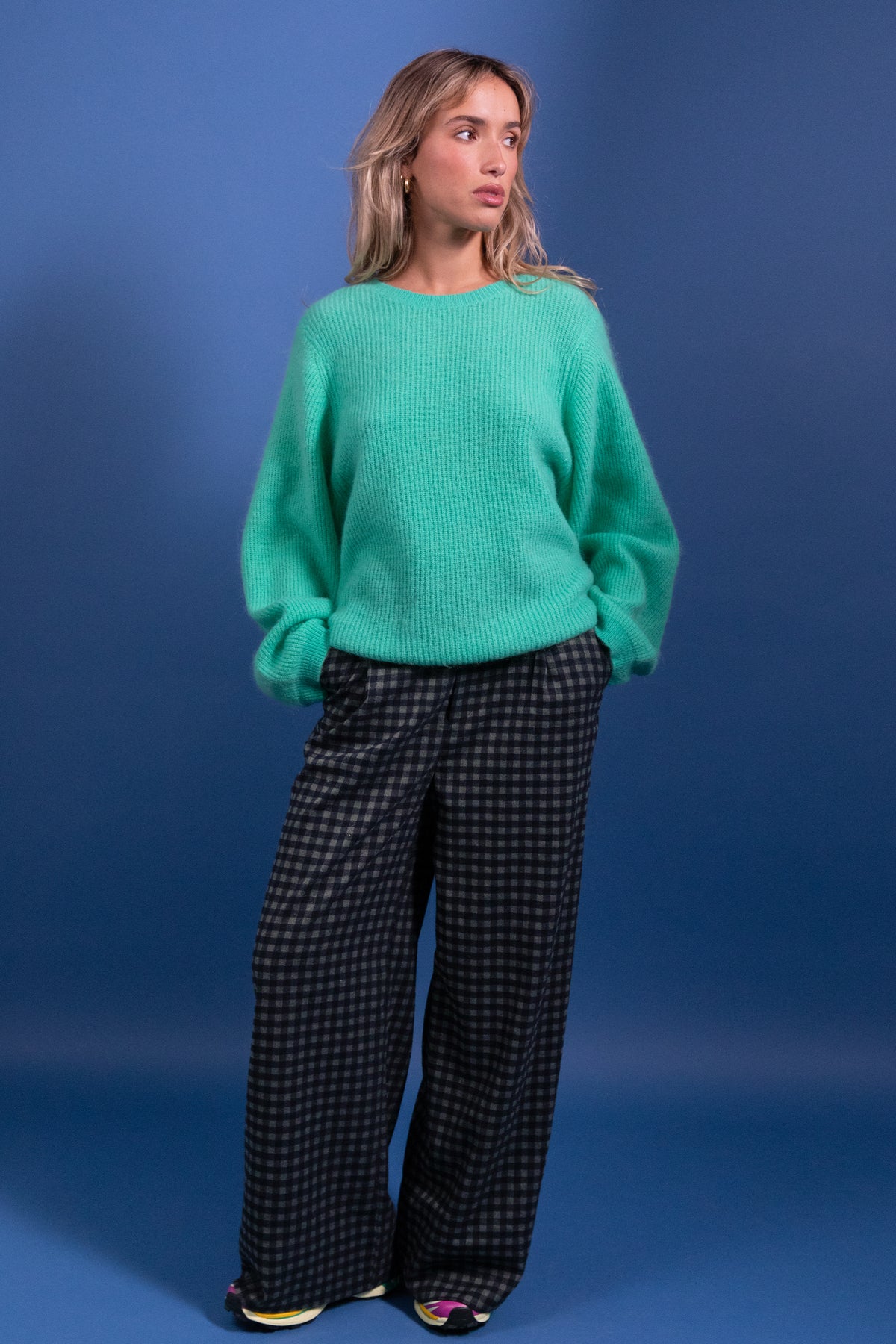 Pantalon Pakita carreaux bleus
