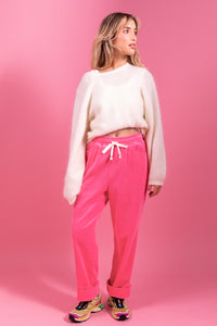 Pantalon Primo en velours rose