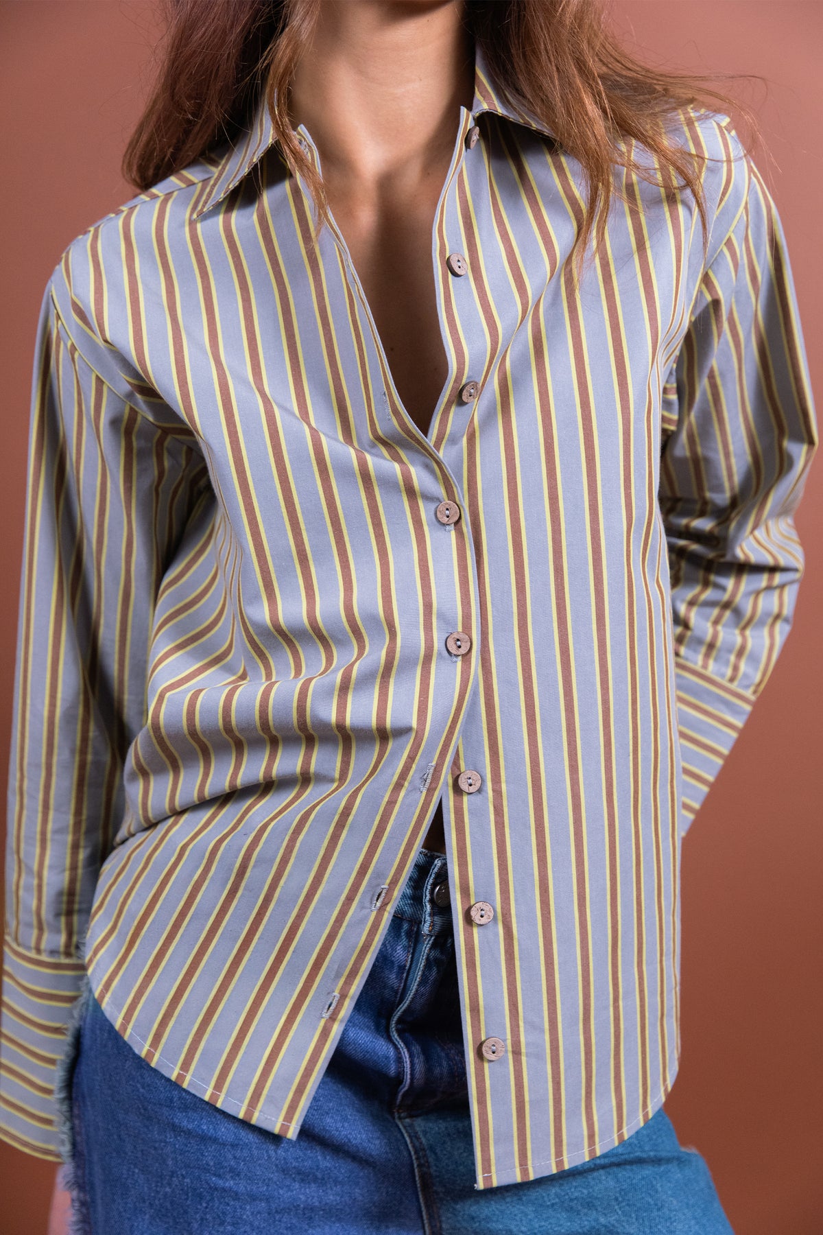 Chemise Cecilia rayures marron