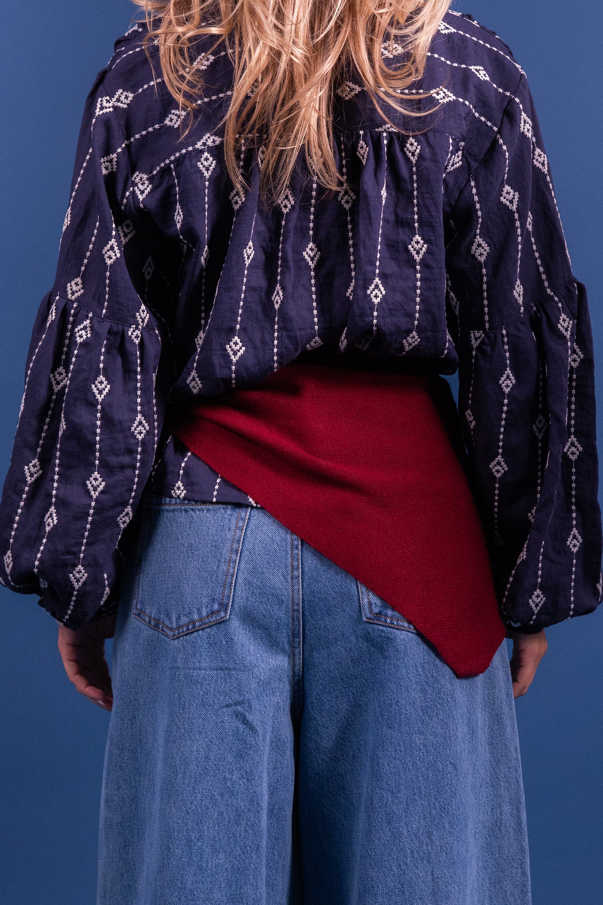 Blouse Blandine broderies bleues