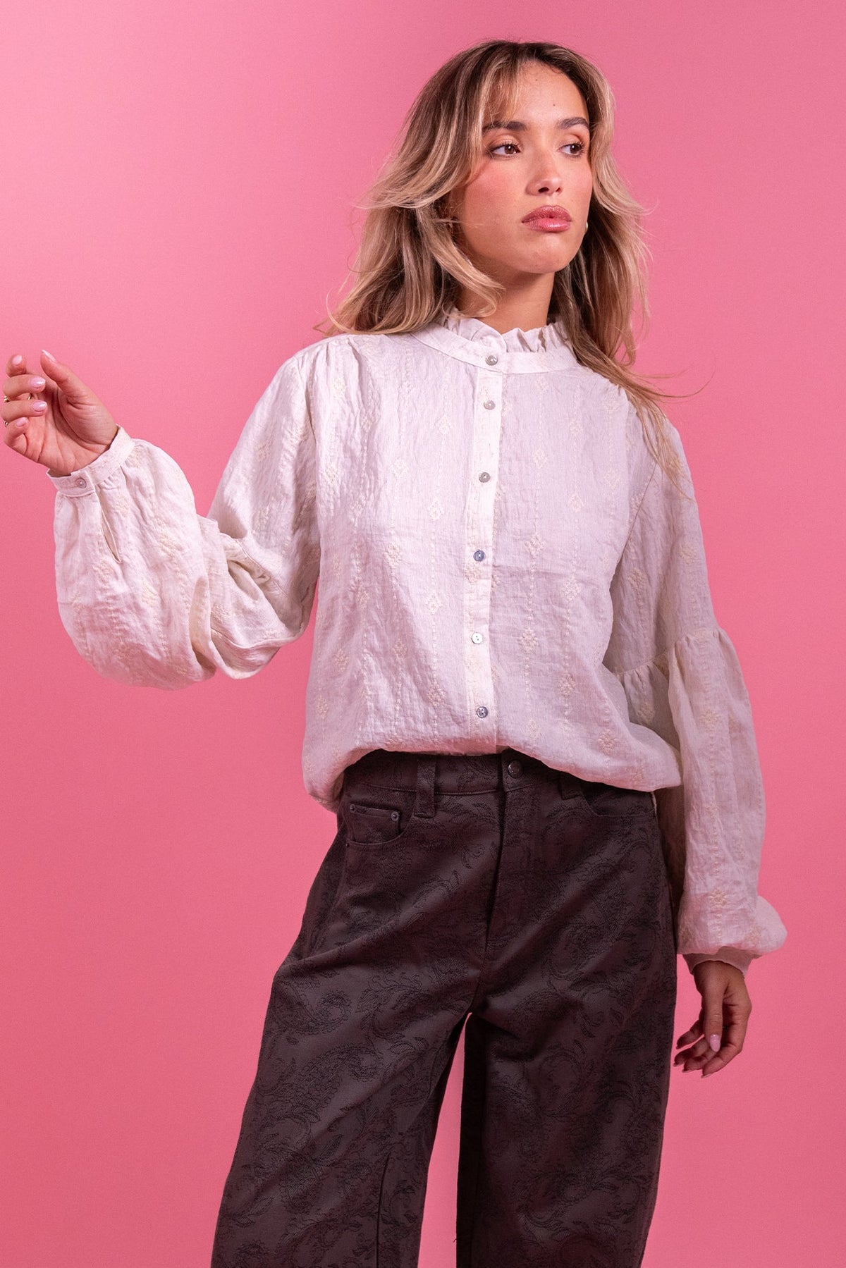 Blouse Blandine broderies blanches