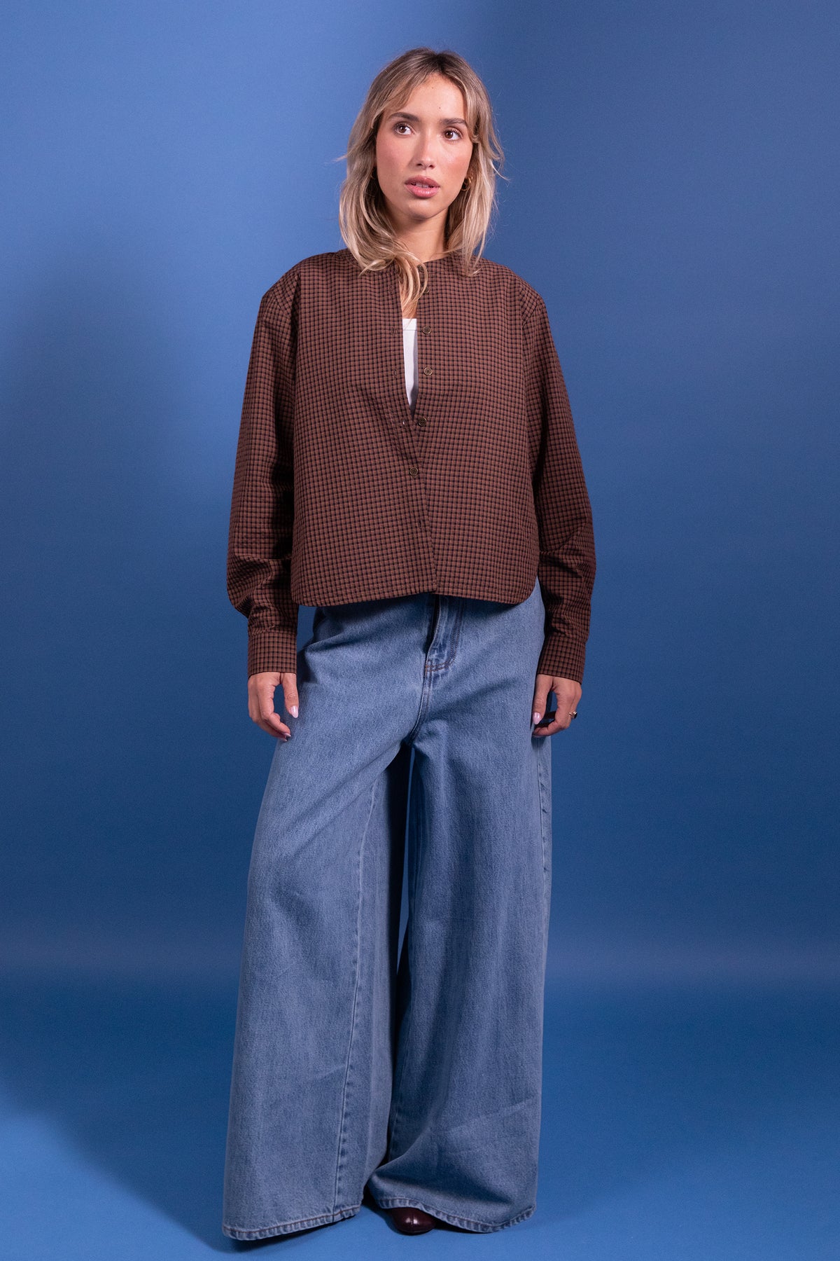 Blouse Binta vichy marron