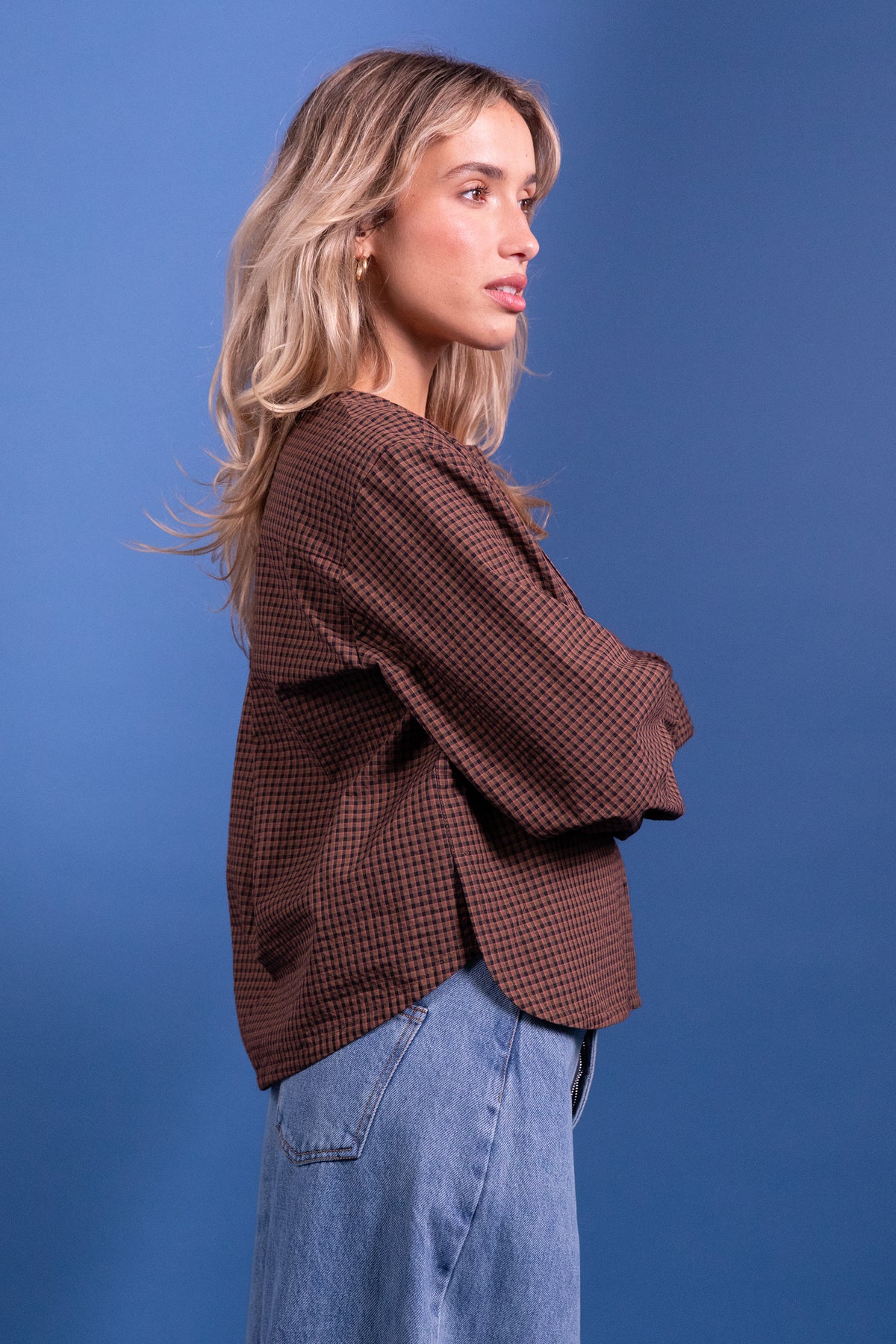 Blouse Binta vichy marron