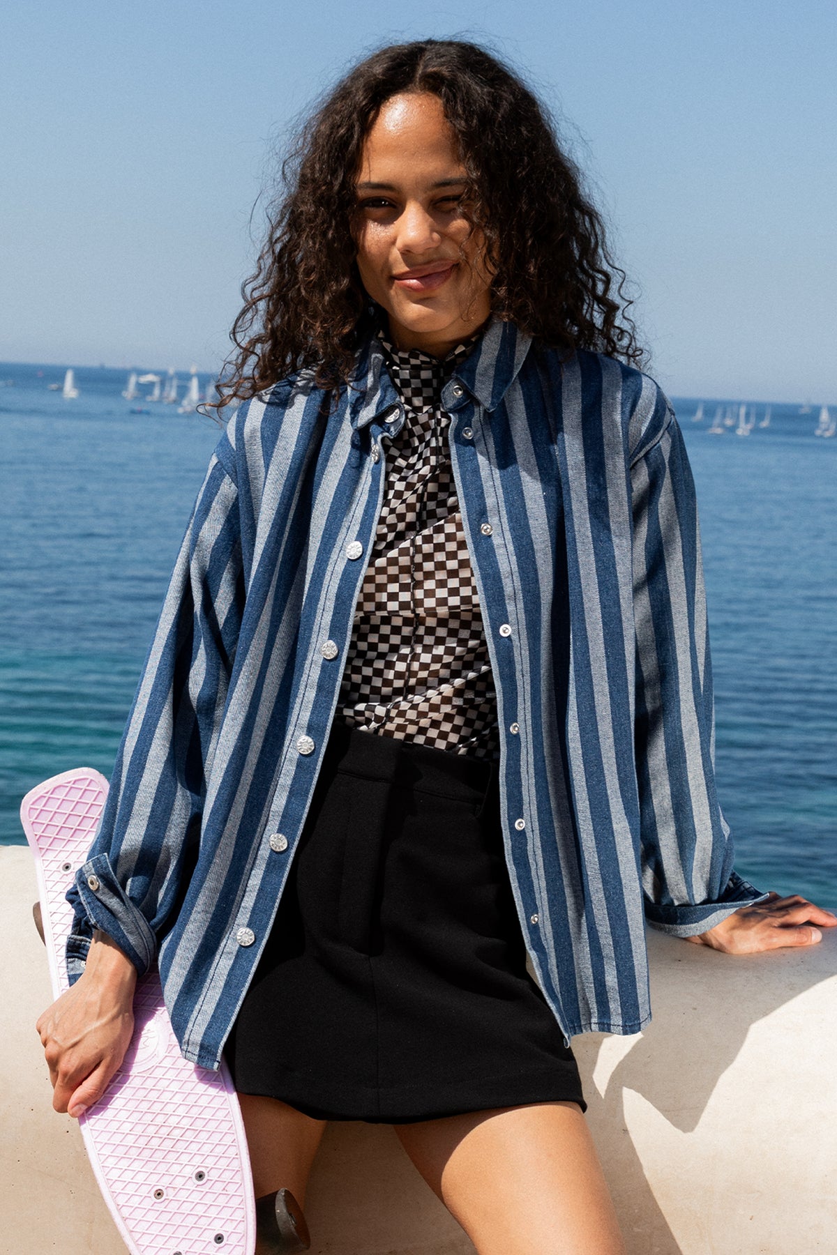 Veste Vyliane en jean rayé
