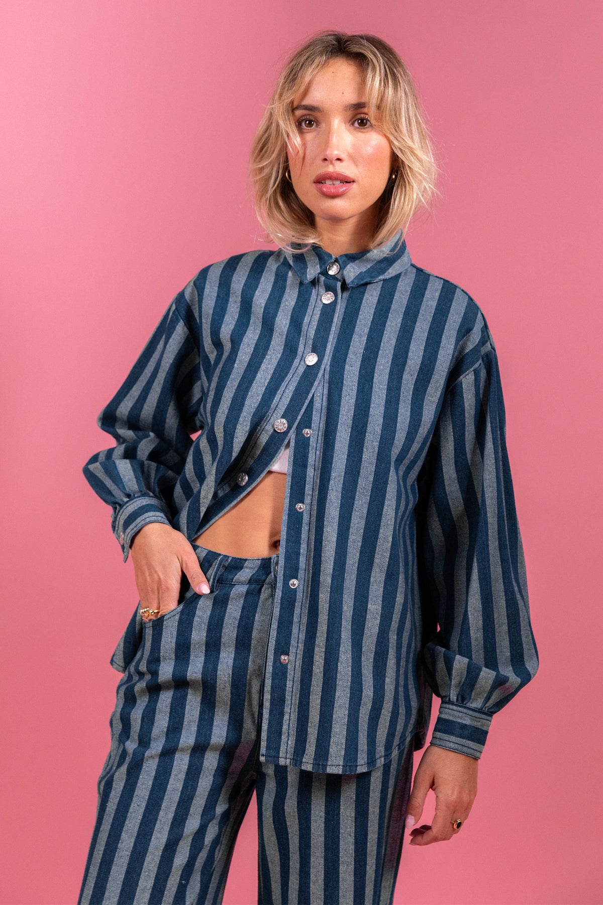 Veste Vyliane en jean rayé